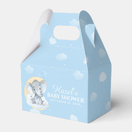 Cute Chic Blue Elephant Boy Baby Shower Thank You Favor Boxes