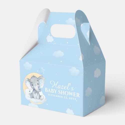 Cute Chic Blue Elephant Boy Baby Shower Thank You Favor Boxes