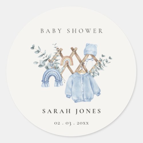 Cute Chic Boy Baby Clothes Essential Baby Shower Classic Round Sticker