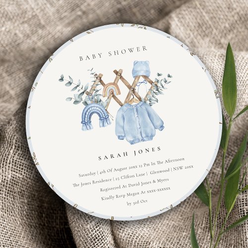 Cute Chic Boy Baby Clothes Essential Baby Shower Invitation