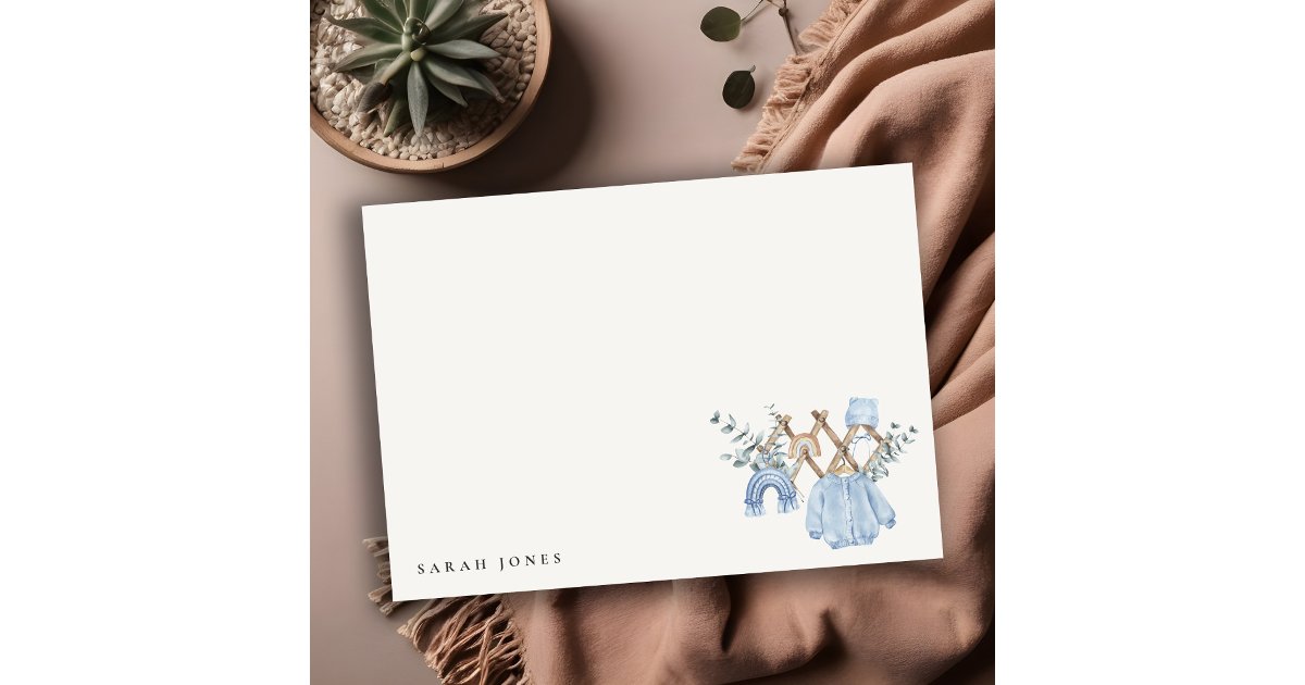 Cute Chic Boy Baby Clothes Essential Baby Shower Note Card | Zazzle