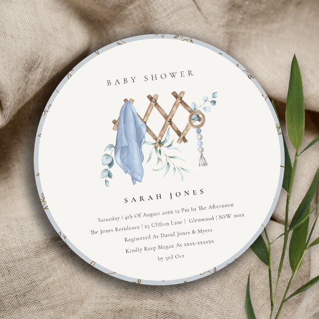 Cute Chic Boy Baby Nursery Essential Baby Shower Invitation (Creator Uploaded)