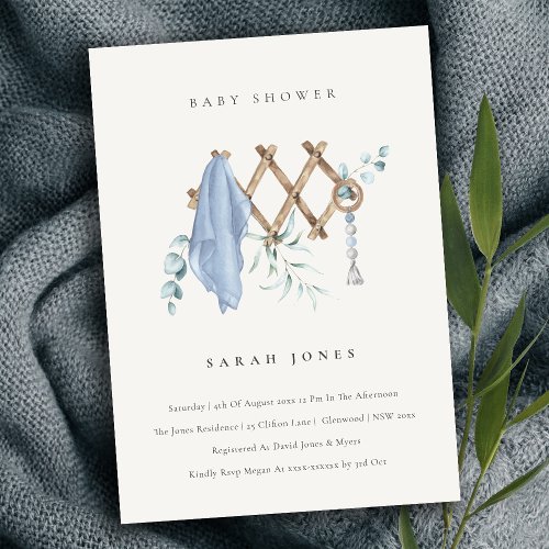 Cute Chic Boy Baby Nursery Essential Baby Shower Invitation