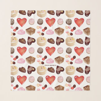 Cute Chic Chocolate Candy Heart Pattern Chiffon Scarf