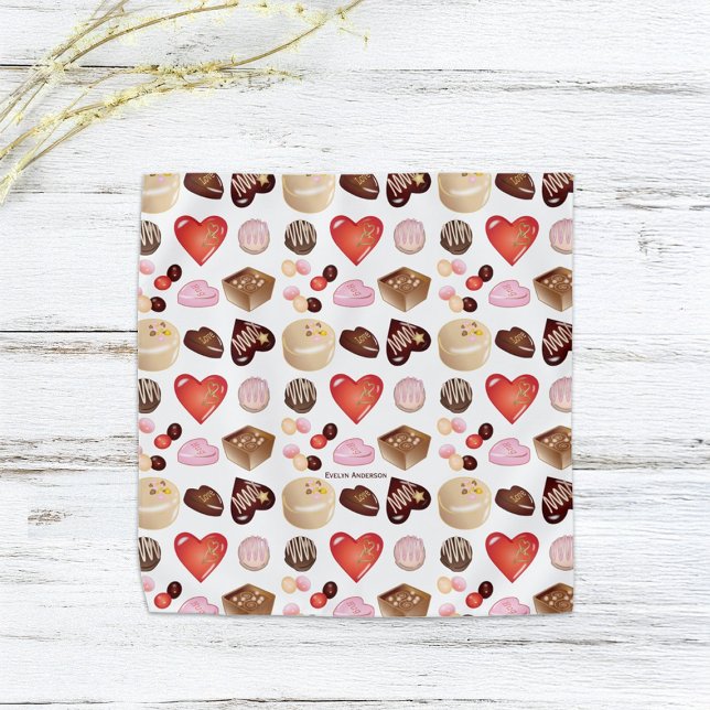 Cute Chic Colorful Chocolate Candy Heart Pattern Bandana (Creator Uploaded)