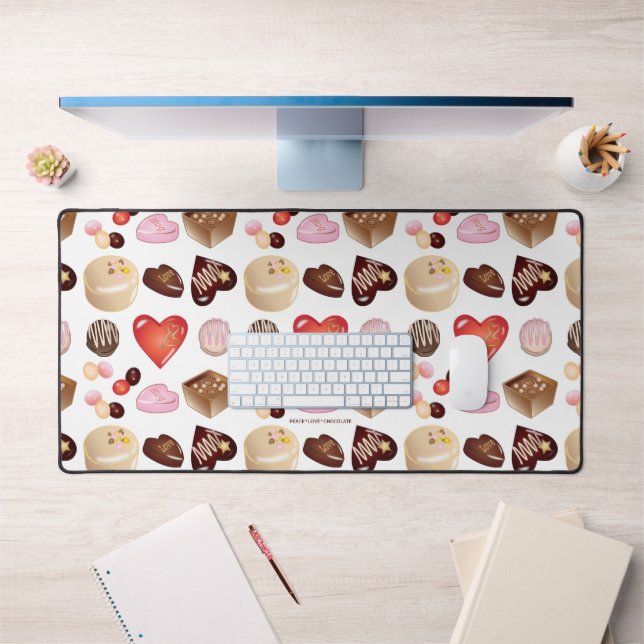 Cute Chic Colorful Chocolate Candy Heart Pattern Desk Mat (Office 1)
