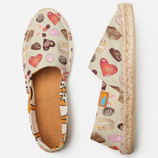 Cute Chic Colorful Chocolate Candy Heart Pattern Espadrilles (Side)