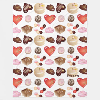 Cute Chic Colorful Chocolate Candy Heart Pattern Fleece Blanket
