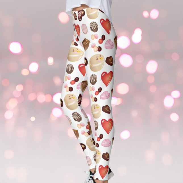 Cute Chic Colorful Chocolate Candy Heart Pattern Leggings (Creator Uploaded)