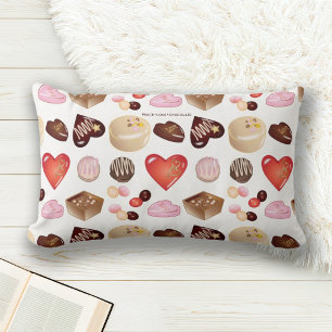 Cute Chic Colorful Chocolate Candy Heart Pattern Lumbar Pillow