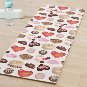 Cute Chic Colorful Chocolate Candy Heart Pattern Yoga Mat
