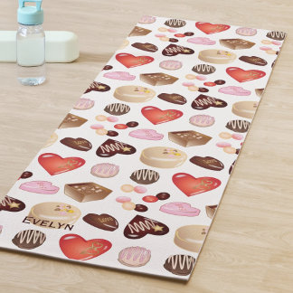 Cute Chic Colorful Chocolate Candy Heart Pattern Yoga Mat
