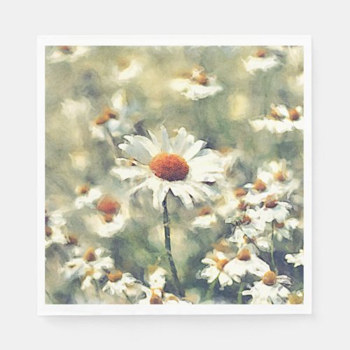 Cute Chic Colorful Summer Daisies Flower Pattern Napkins