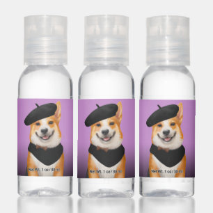 Cute Chic Corgi Dog Wearing Beret & Bandana Hand Sanitizer