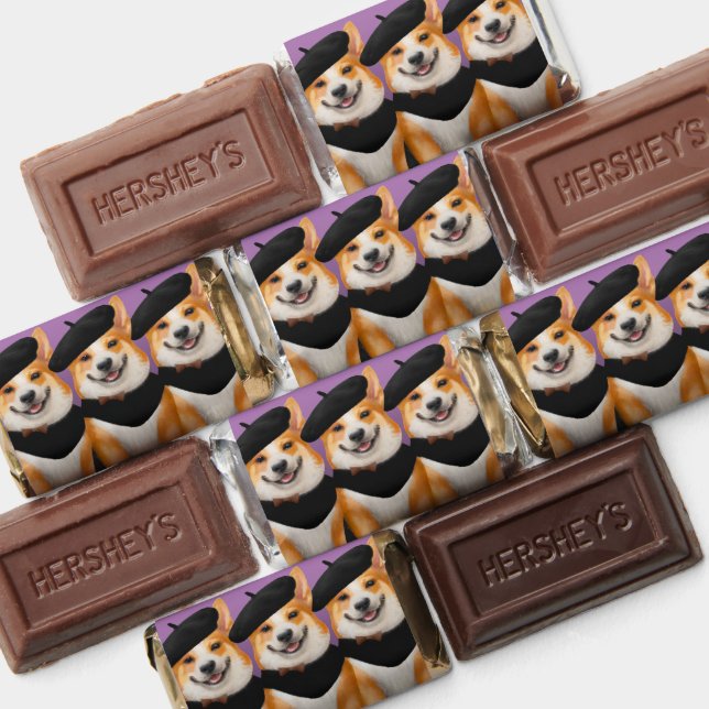 Cute Chic Corgi Dogs Wearing Berets & Bandanas Hershey's Miniatures (Assorted)