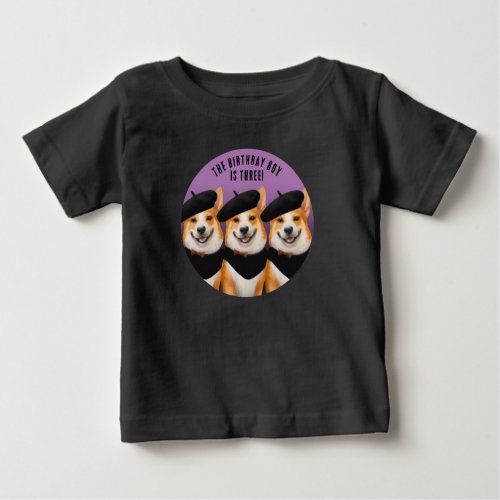 Cute Chic Corgi Dogs Wish You Happy Birthday Baby T_Shirt