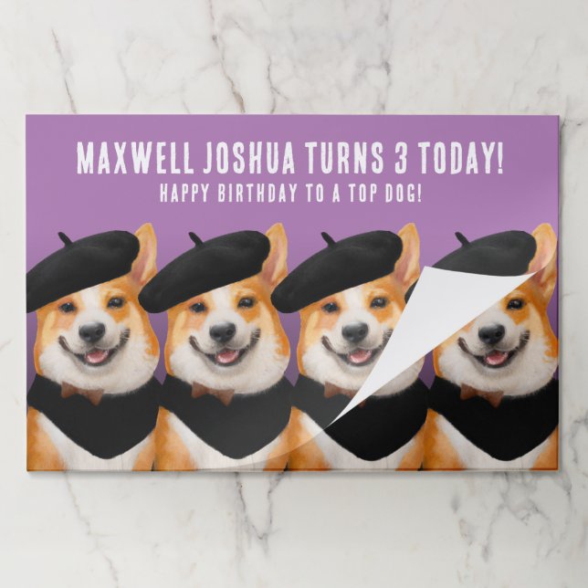 Cute Chic Corgi Dogs Wish You Happy Birthday Paper Pad (Folded)
