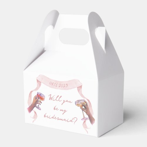 Cute Chic Custom Bridesmaid Proposal Pink Ribbon  Favor Boxes