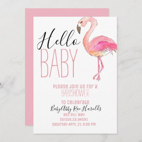 Cute chic flamingo girl baby shower invite