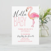 Cute chic flamingo girl baby shower invite (Standing Front)