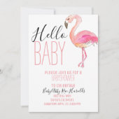 Cute chic flamingo girl baby shower invite (Front)