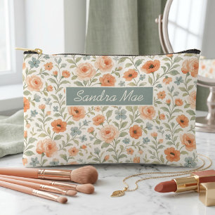 Cute Chic French Floral Art Pattern Makeup Accessory Pouch