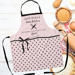 Cute Chic Girly Blush Pink and Black Polka Dot Apron<br><div class="desc">Cute Chic Girly Blush Pink and Black Polka Dot "Seasoning Everything with Love" Custom name and established date apron - Create your own beautiful black and light pink polka dot pattern apron and make it truly yours by customizing the text as desired. With cute whisk and rolling pin detail, along...</div>