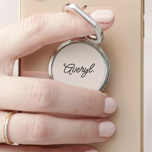 Cute Chic Girly Blush Pink Script Calligraphy Name Phone Ring Stand