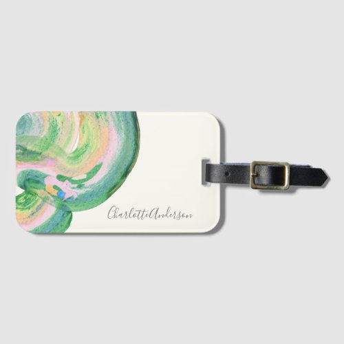 Cute Chic Green Abstract Marble Return Address Luggage Tag