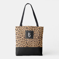 Alphabet Initial Leopard Print Brown Bag Charm