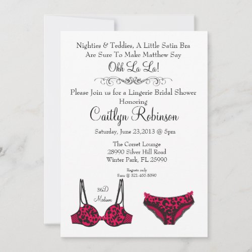 Cute Chic Lingerie Bra Bridal Shower Invitation