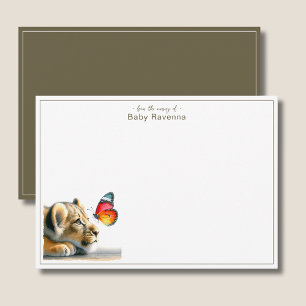 Cute Chic Lion Cocoa Brown Nursery Thank You  Note Card