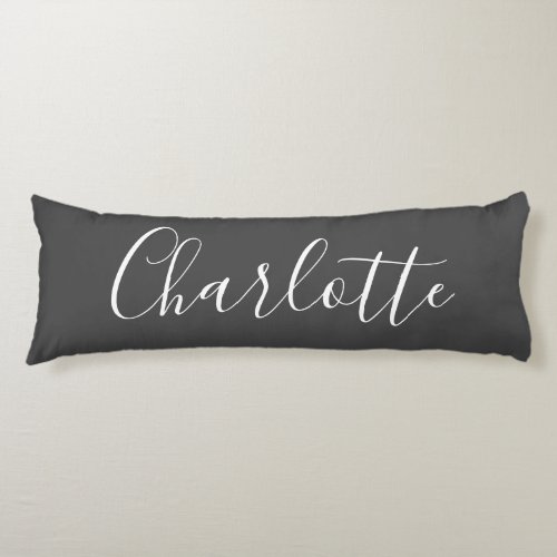 Cute Chic Minimalist Calligraphy Name Black White Body Pillow