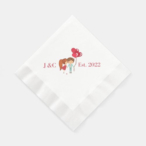 Cute Chic Monogrammed Customized Wedding Napkin 