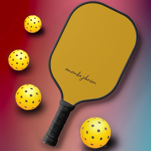 Cute Chic Mustard Yellow Monogram  Pickleball Paddle