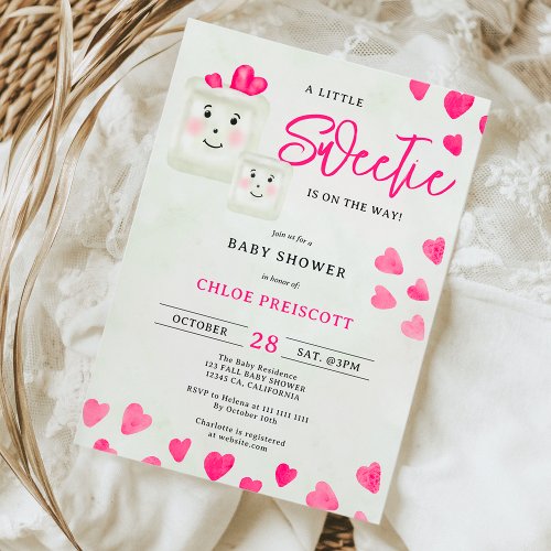 Cute chic pastel little sweetie hearts baby shower invitation