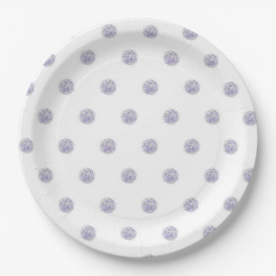 Cute Chic Pattern Flower Lavender Polka Dot Blue Paper Plates