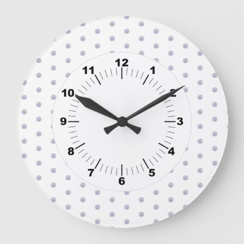 Cute Chic Pattern Flower Lavender Polka Dot Large Clock