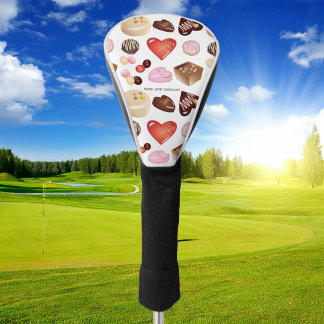 Cute Chic Peace Love Chocolate Candy Pattern Golf Head Cover