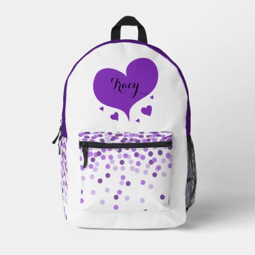 Cute chic personalized purple printed backpack
