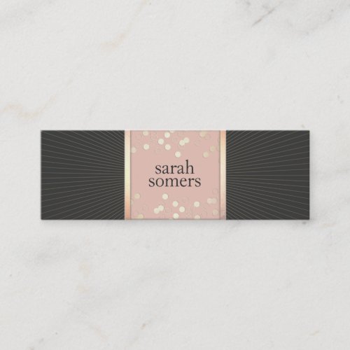 Cute Chic Pink and Black Gold Confetti Girly Mini Business Card