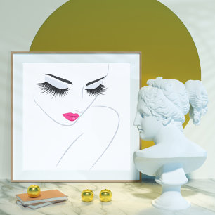 Cute Chic Pink Black Minimalist Lash Fashion Art Poster