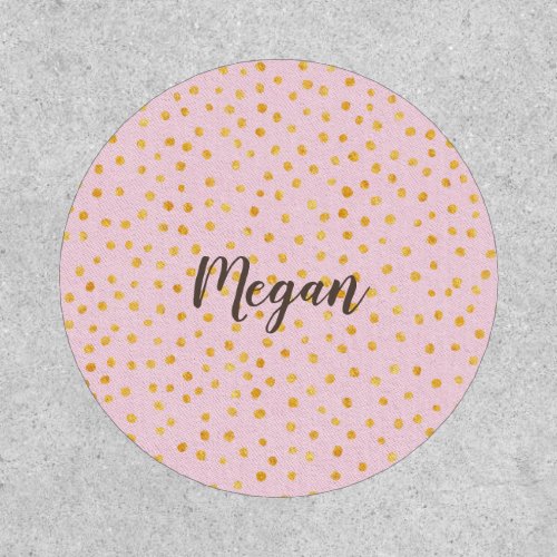 Cute Chic Pink Gold Polka Dot Pattern Personalized Patch