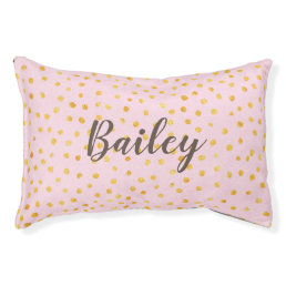 Cute Chic Pink Gold Polka Dot Pattern Personalized Pet Bed