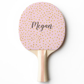 Cute Chic Pink Gold Polka Dot Pattern Personalized Ping Pong Paddle