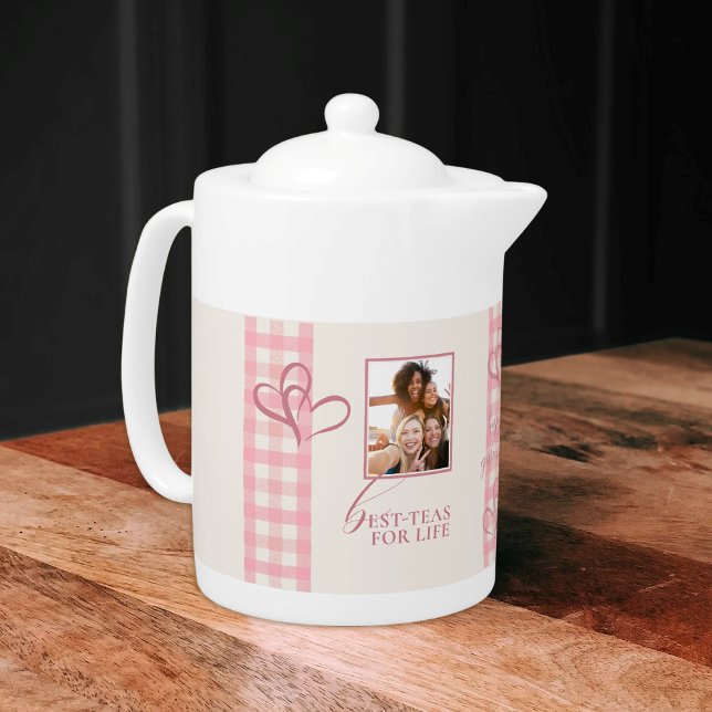 Cute Chic Pink Stylish Girly Galentine's Best-teas Teapot (Creator Uploaded)
