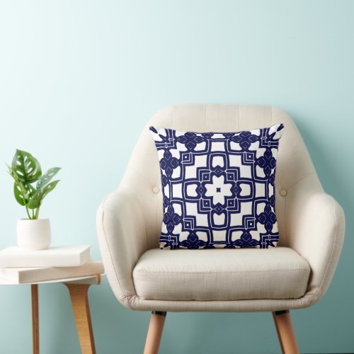 Cute Chic Pretty Dutch Delfts Blue Squares Pattern Throw Pillow