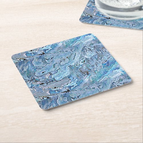 Cute Chic Purple Blue Faux Sea Shell Pattern Square Paper Coaster