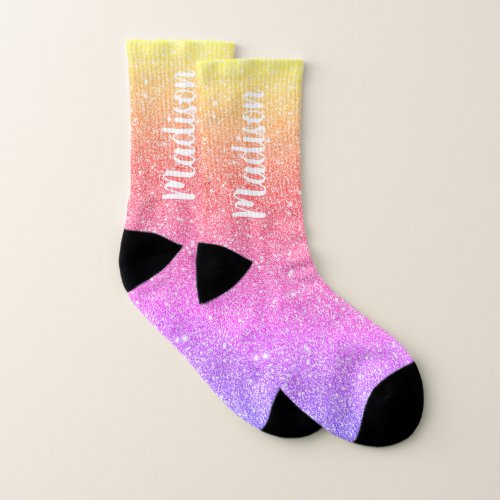 Cute Chic Rainbow Glam Colorful Personalized Socks