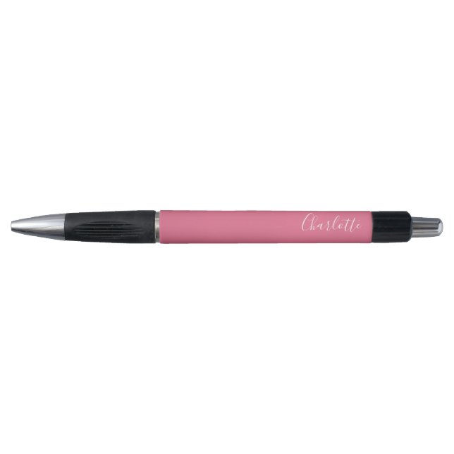 Cute Chic Script Typography Name Bright Pink Pen (Front)